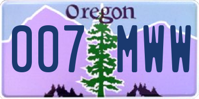 OR license plate 007MWW