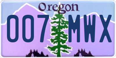 OR license plate 007MWX