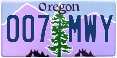 OR license plate 007MWY