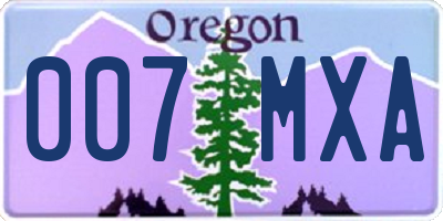 OR license plate 007MXA
