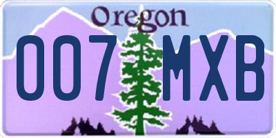 OR license plate 007MXB
