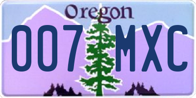 OR license plate 007MXC