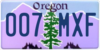 OR license plate 007MXF