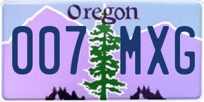 OR license plate 007MXG