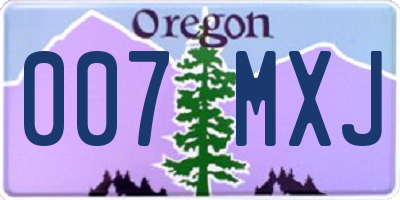 OR license plate 007MXJ