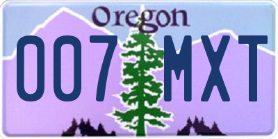 OR license plate 007MXT
