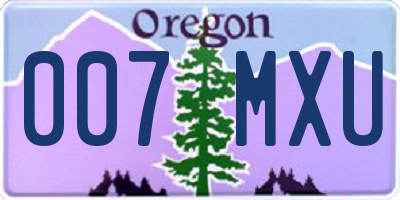 OR license plate 007MXU