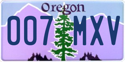 OR license plate 007MXV