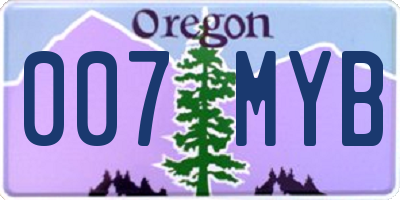 OR license plate 007MYB