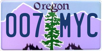 OR license plate 007MYC