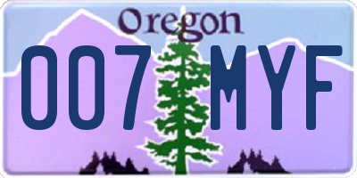 OR license plate 007MYF