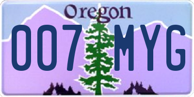 OR license plate 007MYG