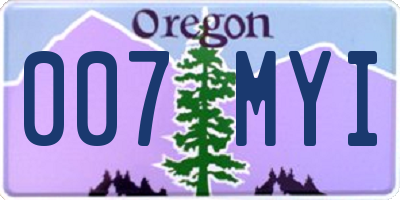 OR license plate 007MYI