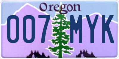 OR license plate 007MYK