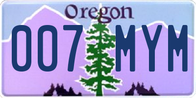 OR license plate 007MYM