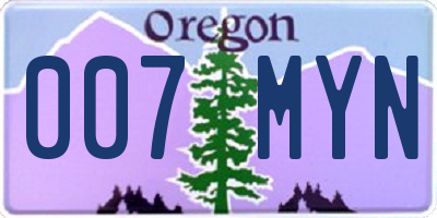 OR license plate 007MYN