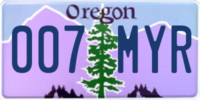 OR license plate 007MYR