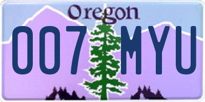 OR license plate 007MYU