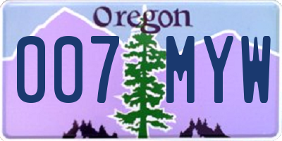 OR license plate 007MYW