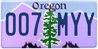 OR license plate 007MYY