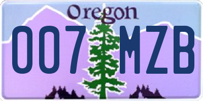 OR license plate 007MZB