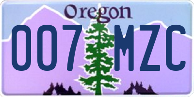 OR license plate 007MZC