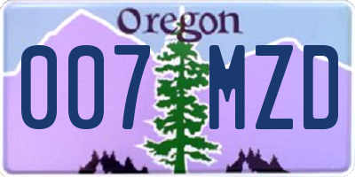 OR license plate 007MZD