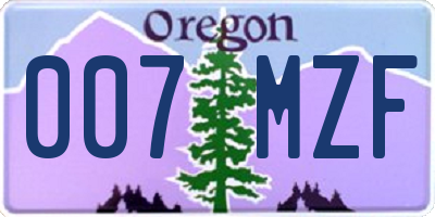 OR license plate 007MZF