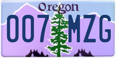 OR license plate 007MZG