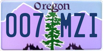 OR license plate 007MZI
