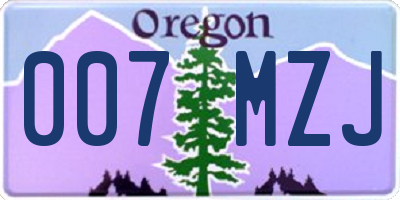 OR license plate 007MZJ