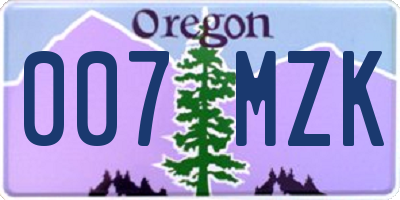 OR license plate 007MZK