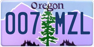 OR license plate 007MZL