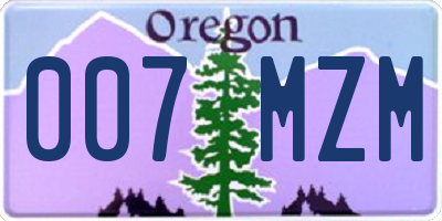 OR license plate 007MZM