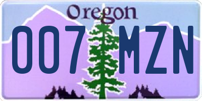OR license plate 007MZN