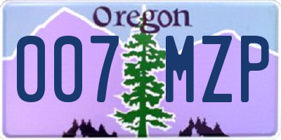 OR license plate 007MZP