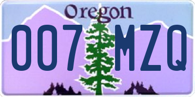 OR license plate 007MZQ