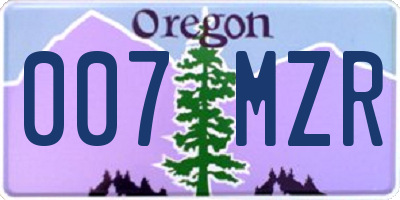 OR license plate 007MZR