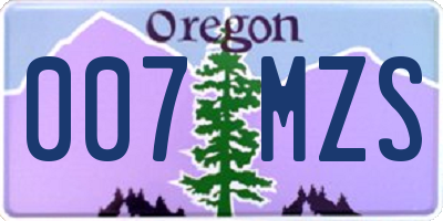 OR license plate 007MZS