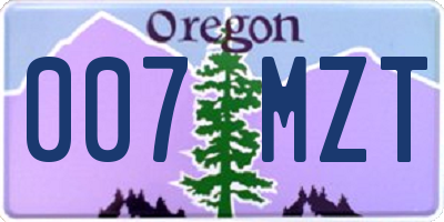 OR license plate 007MZT