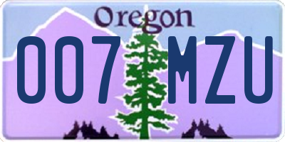 OR license plate 007MZU