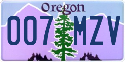 OR license plate 007MZV