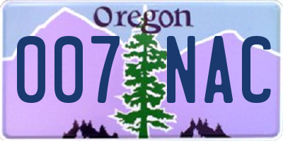 OR license plate 007NAC