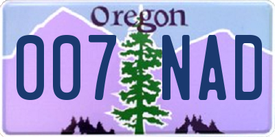 OR license plate 007NAD