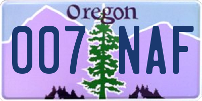 OR license plate 007NAF