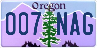 OR license plate 007NAG