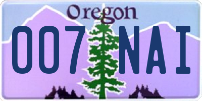 OR license plate 007NAI
