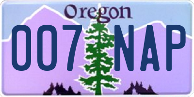 OR license plate 007NAP