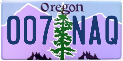 OR license plate 007NAQ