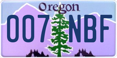 OR license plate 007NBF